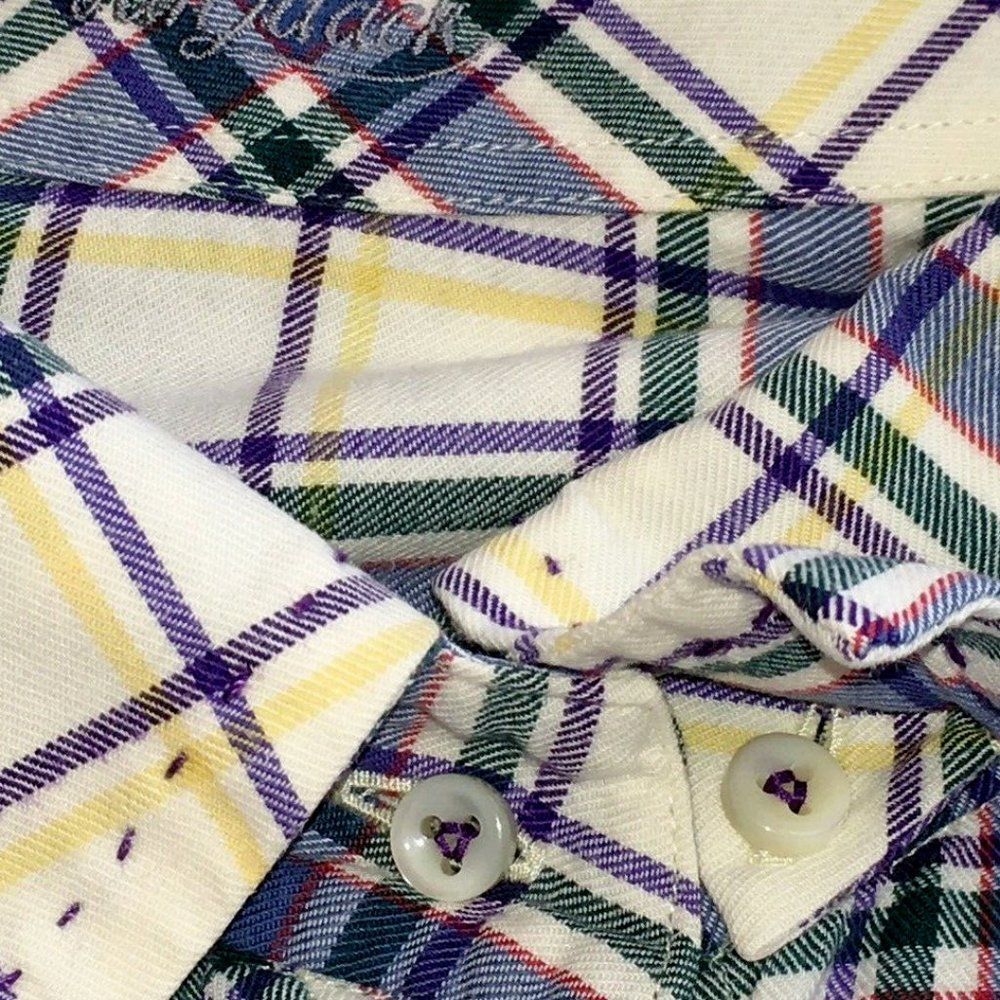 VAN LAACK sz XS 100% Cotton Plaid Fitted Blouse Twill Long Sleeve Button Down